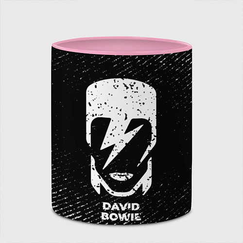 Кружка цветная David Bowie с потертостями на темном фоне / 3D-Белый + розовый – фото 2