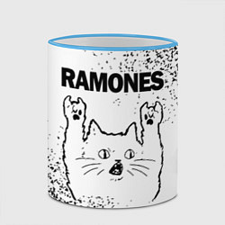 Кружка 3D Ramones рок кот на светлом фоне, цвет: 3D-небесно-голубой кант — фото 2