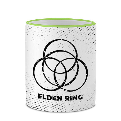 Кружка цветная Elden Ring с потертостями на светлом фоне / 3D-Светло-зеленый кант – фото 2