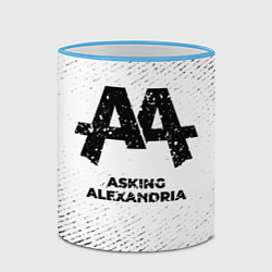 Кружка 3D Asking Alexandria с потертостями на светлом фоне, цвет: 3D-небесно-голубой кант — фото 2