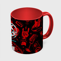 Кружка 3D Avril Lavigne rock glitch, цвет: 3D-белый + красный