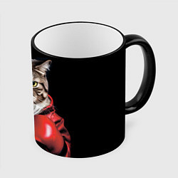 Кружка 3D Cat boxing, цвет: 3D-черный кант