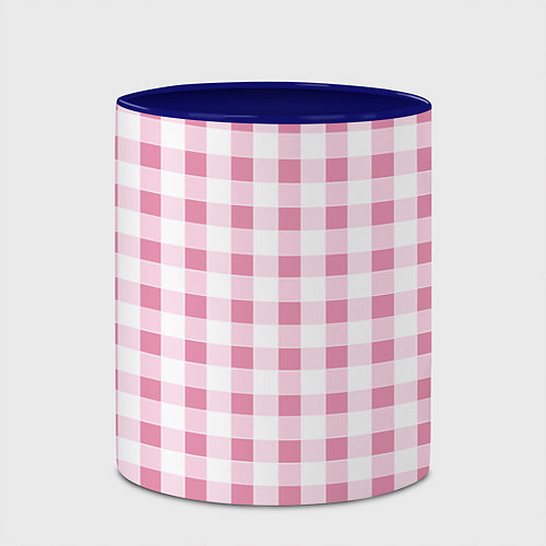 Кружка цветная Барби-розовый: клетка / 3D-Белый + синий – фото 2