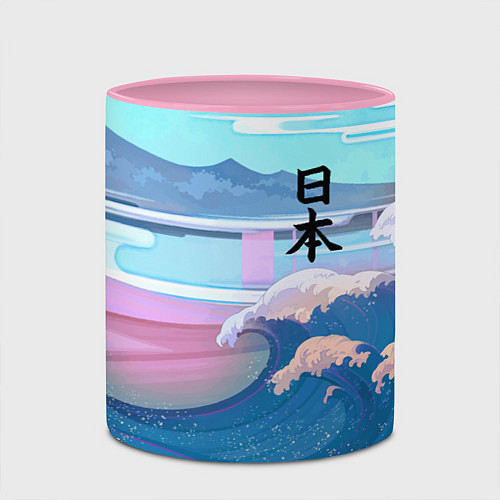 Кружка цветная Japan - landscape - waves / 3D-Белый + розовый – фото 2