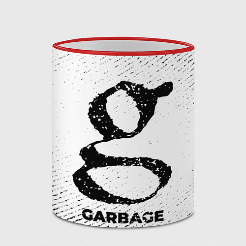 Кружка цветная Garbage с потертостями на светлом фоне / 3D-Красный кант – фото 2