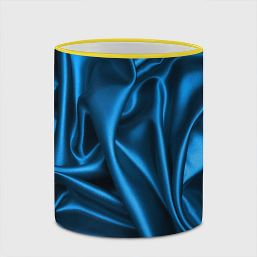 Кружка цветная Синий шёлк / 3D-Желтый кант – фото 2