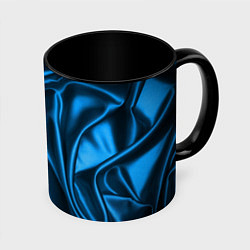 Кружка 3D Синий шёлк, цвет: 3D-белый + черный