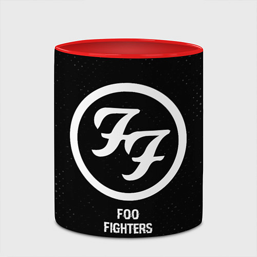 Кружка цветная Foo Fighters glitch на темном фоне / 3D-Белый + красный – фото 2