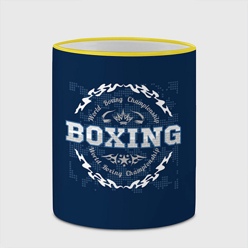Кружка цветная Boxing - надпись / 3D-Желтый кант – фото 2