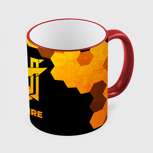 Кружка цветная Free Fire - gold gradient / 3D-Красный кант – фото 1