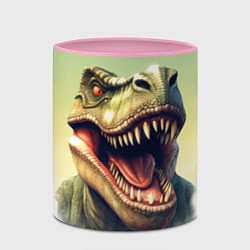 Кружка 3D Острые зубы тиранозавра Рекса, цвет: 3D-белый + розовый — фото 2