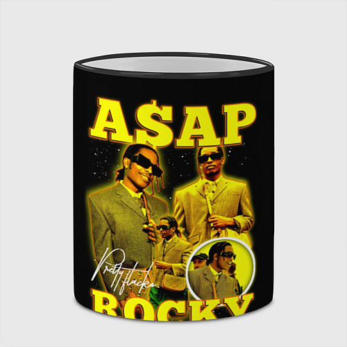 Кружка цветная Asap Rocky, rapper / 3D-Черный кант – фото 2