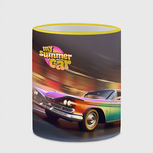 Кружка цветная My summer car 1961 Plymouth Fury / 3D-Желтый кант – фото 2
