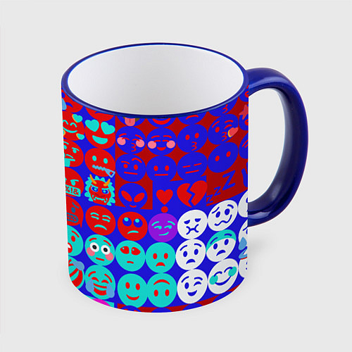 Кружка цветная Смайлики для общения / 3D-Синий кант – фото 1