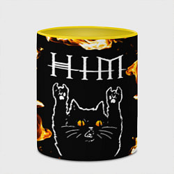Кружка 3D HIM рок кот и огонь, цвет: 3D-белый + желтый — фото 2
