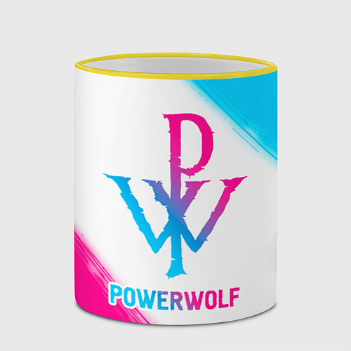 Кружка цветная Powerwolf neon gradient style / 3D-Желтый кант – фото 2