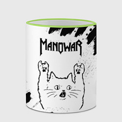 Кружка 3D Manowar рок кот на светлом фоне, цвет: 3D-светло-зеленый кант — фото 2
