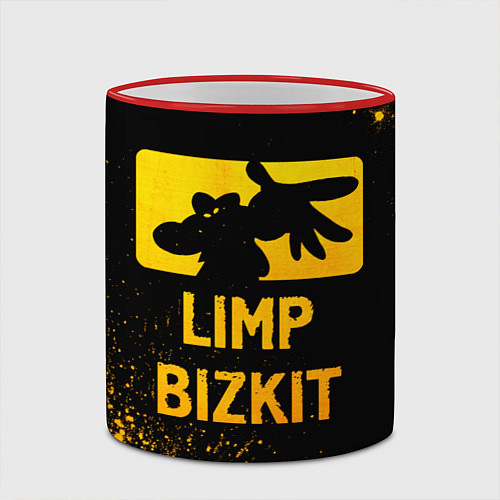 Кружка цветная Limp Bizkit - gold gradient / 3D-Красный кант – фото 2