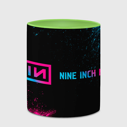 Кружка цветная Nine Inch Nails - neon gradient: надпись и символ / 3D-Белый + светло-зеленый – фото 2