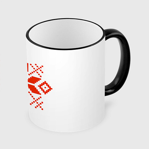 Кружка цветная Удмуртский узор / 3D-Черный кант – фото 1