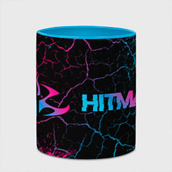 Кружка 3D Hitman - neon gradient: надпись и символ, цвет: 3D-белый + небесно-голубой — фото 2