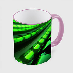 Кружка 3D Green neon abstract, цвет: 3D-розовый кант