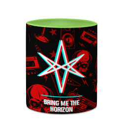 Кружка 3D Bring Me the Horizon rock glitch, цвет: 3D-белый + светло-зеленый — фото 2