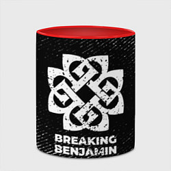 Кружка 3D Breaking Benjamin с потертостями на темном фоне, цвет: 3D-белый + красный — фото 2