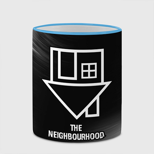 Кружка цветная The Neighbourhood glitch на темном фоне / 3D-Небесно-голубой кант – фото 2