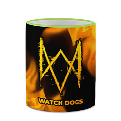 Кружка 3D Watch Dogs - gold gradient, цвет: 3D-светло-зеленый кант — фото 2