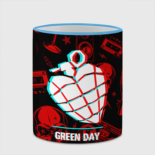 Кружка цветная Green Day rock glitch / 3D-Небесно-голубой кант – фото 2