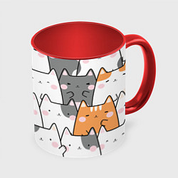 Кружка 3D Семья котиков, цвет: 3D-белый + красный