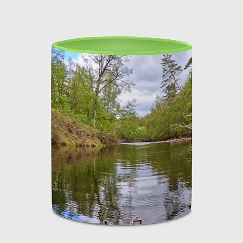 Кружка цветная Красная байдарка / 3D-Белый + светло-зеленый – фото 2