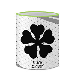 Кружка 3D Black Clover glitch на светлом фоне, цвет: 3D-светло-зеленый кант — фото 2