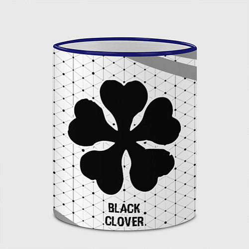 Кружка цветная Black Clover glitch на светлом фоне / 3D-Синий кант – фото 2