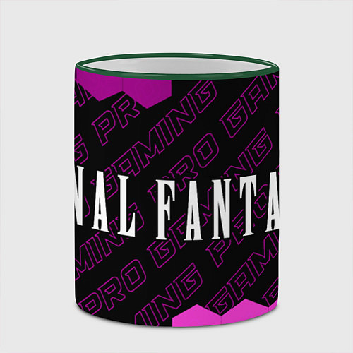 Кружка цветная Final Fantasy pro gaming: надпись и символ / 3D-Зеленый кант – фото 2