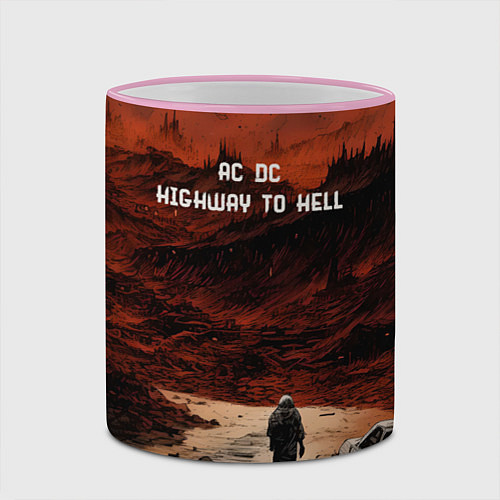 Кружка цветная AC DC Highway to hell / 3D-Розовый кант – фото 2