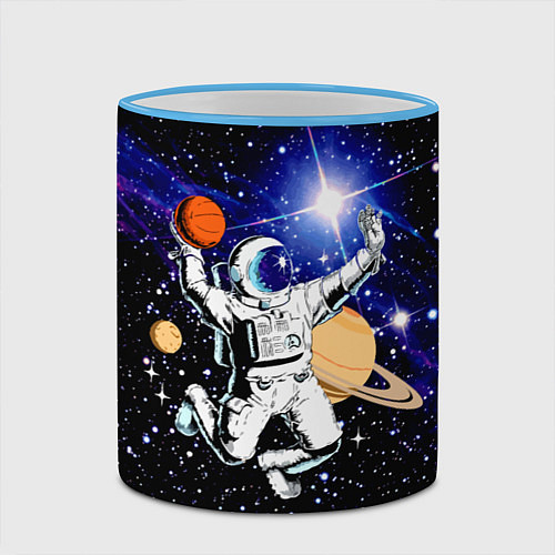Кружка цветная Космический баскетбол / 3D-Небесно-голубой кант – фото 2