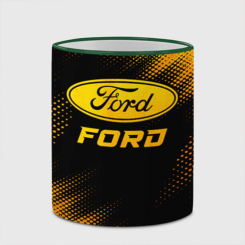 Кружка цветная Ford - gold gradient / 3D-Зеленый кант – фото 2