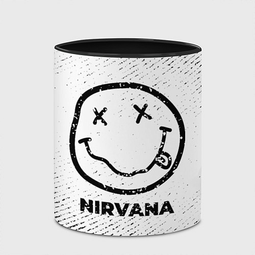 Кружка цветная Nirvana с потертостями на светлом фоне / 3D-Белый + черный – фото 2