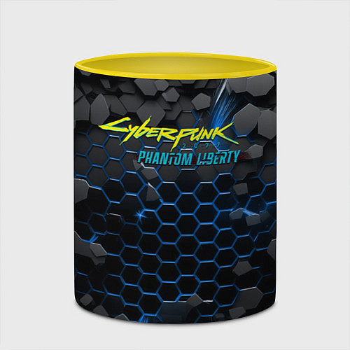 Кружка цветная Cyberpunk 2077 phantom liberty blue / 3D-Белый + желтый – фото 2