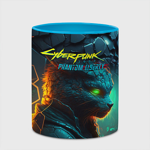 Кружка цветная Сyberpunk 2077 phantom liberty cat / 3D-Белый + небесно-голубой – фото 2