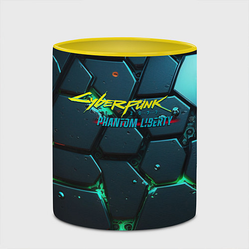 Кружка цветная Cyberpunk 2077 phantom liberty logo / 3D-Белый + желтый – фото 2