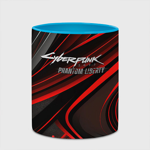 Кружка цветная Cyberpunk 2077 phantom liberty silver logo / 3D-Белый + небесно-голубой – фото 2