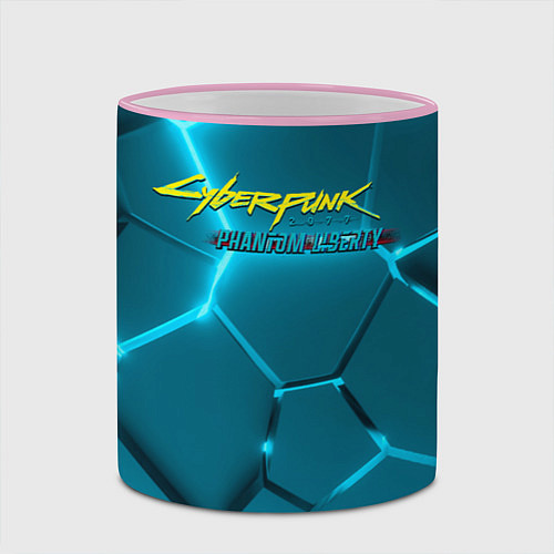 Кружка цветная Cyberpunk 2077 phantom liberty blue logo / 3D-Розовый кант – фото 2