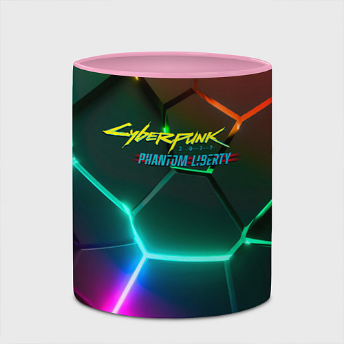 Кружка цветная Cyberpunk 2077 phantom liberty logo neon / 3D-Белый + розовый – фото 2