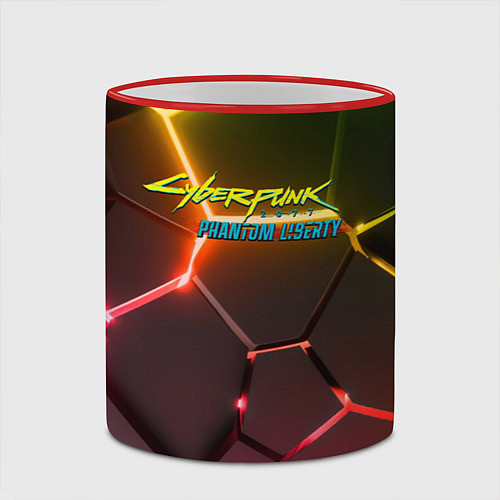 Кружка цветная Cyberpunk 2077 phantom liberty logo neon / 3D-Красный кант – фото 2