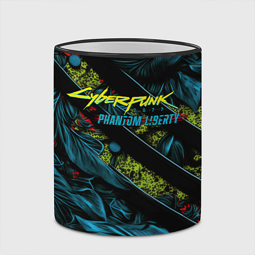 Кружка цветная Cyberpunk 2077 phantom liberty abstract logo / 3D-Черный кант – фото 2