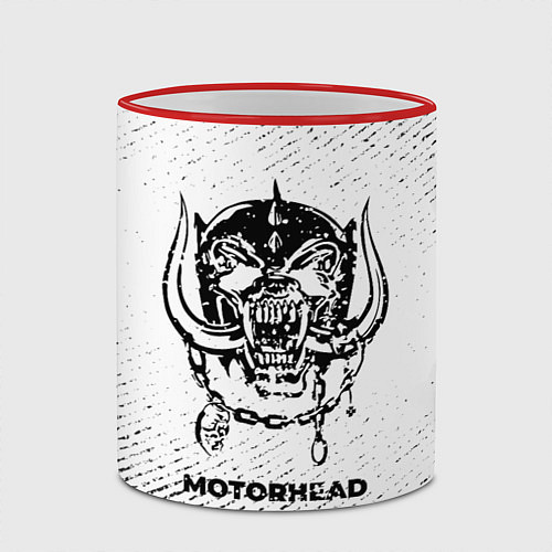 Кружка цветная Motorhead с потертостями на светлом фоне / 3D-Красный кант – фото 2