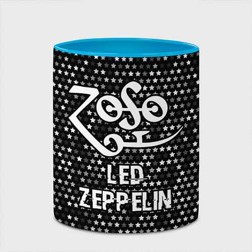 Кружка цветная Led Zeppelin glitch на темном фоне / 3D-Белый + небесно-голубой – фото 2